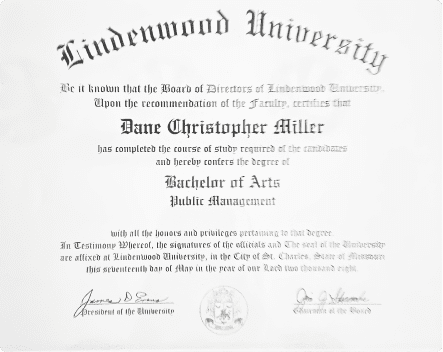 Degree - BA in Public Management, minor in Criminal Justice, Lindenwood University, St. Charles, MO, 2008