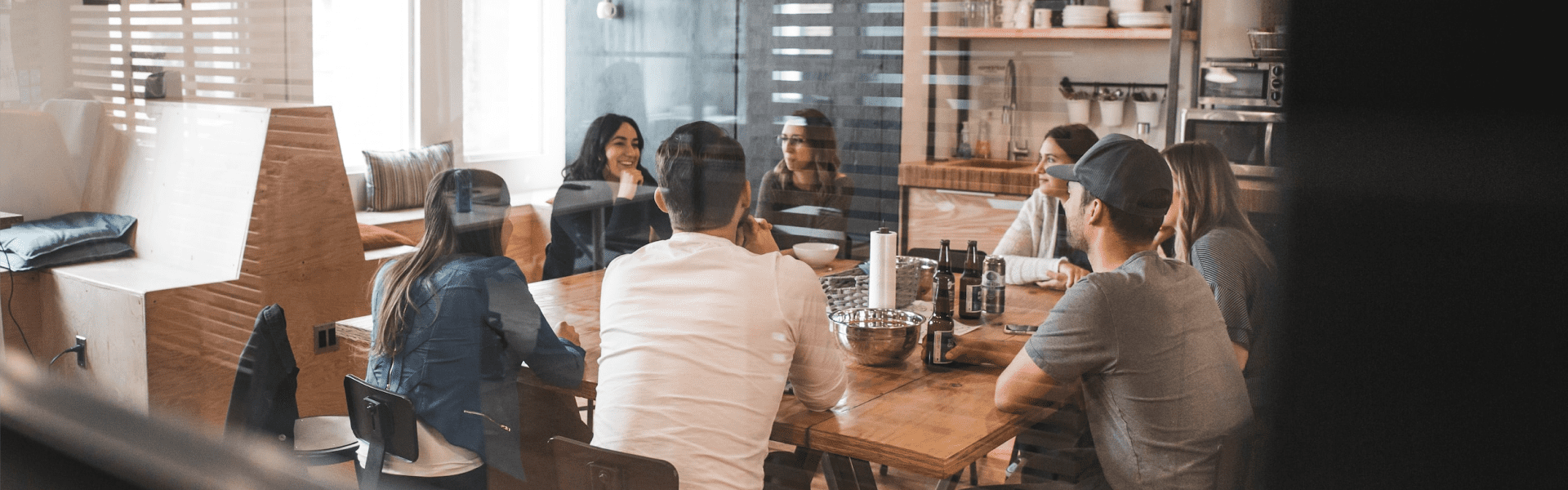 a group of people sitting and chatting